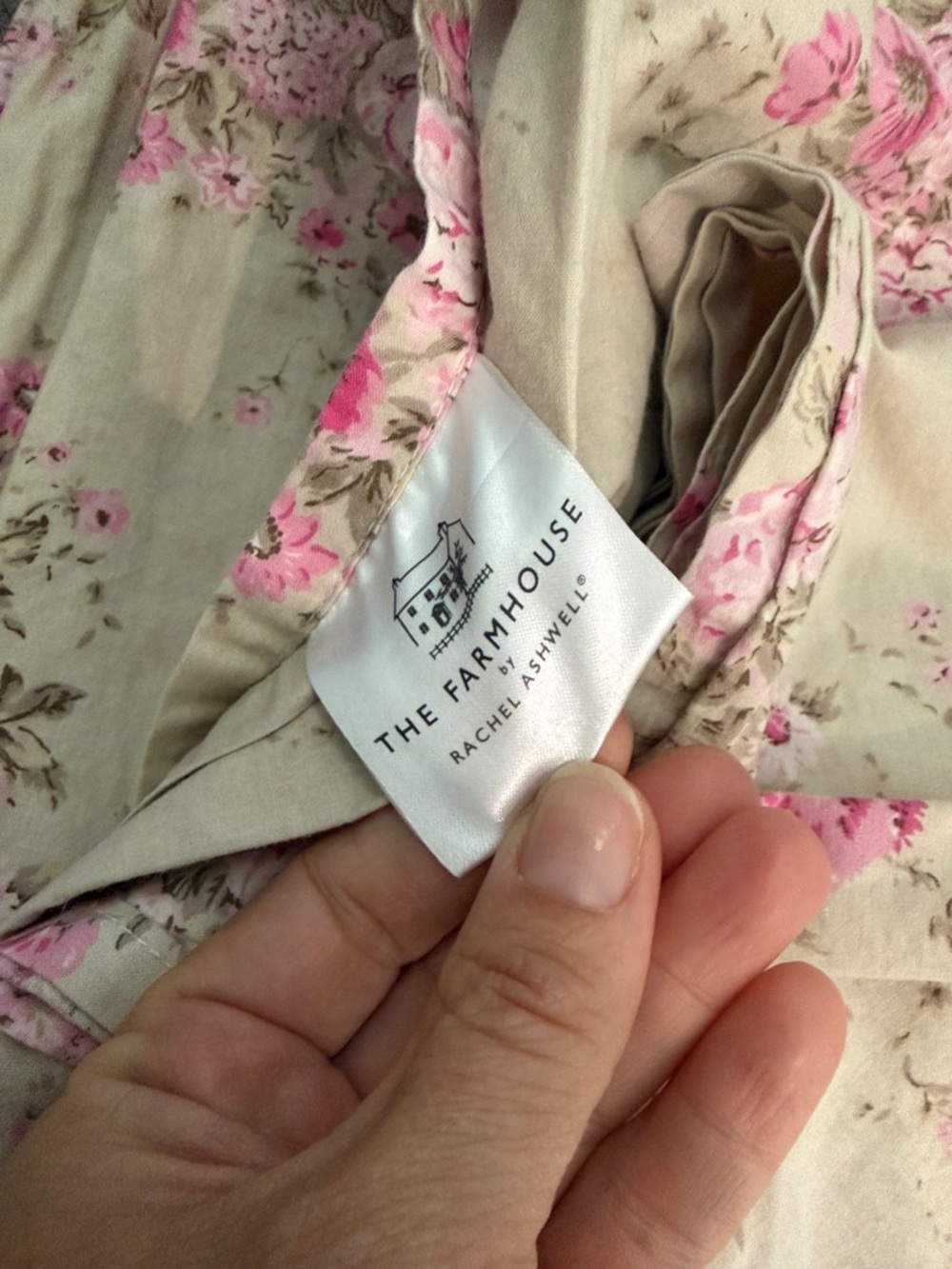 Farmhouse Rachel Ashwell Rose Sheet Set KING Tan Beige Pinks Sage Green - Picture 3 of 5